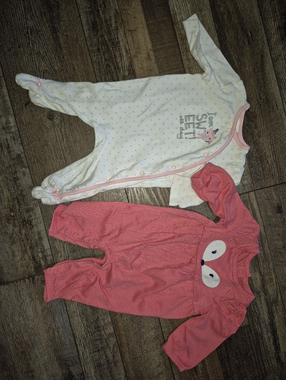 Gymboree Infant One-Pieces - White with Pink Polka Dot & Coral Pink